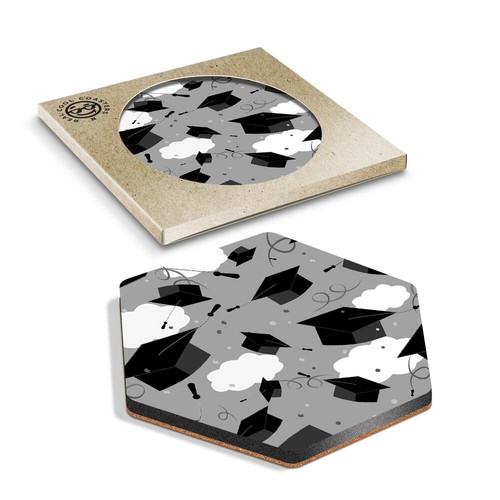 Hexagon coaster bw - 1,