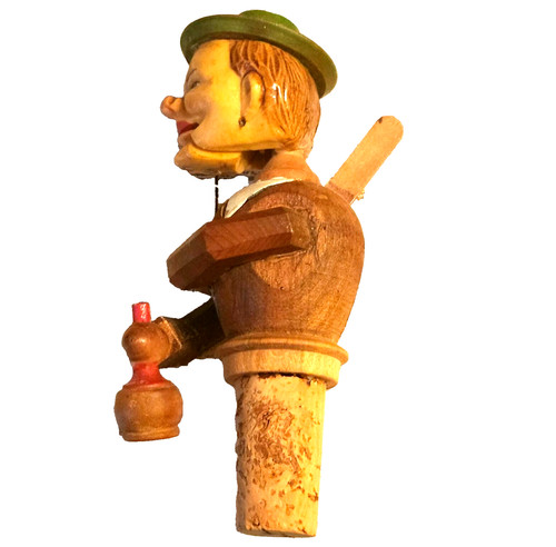 Vtg wooden cork bottle stopper - vtg,