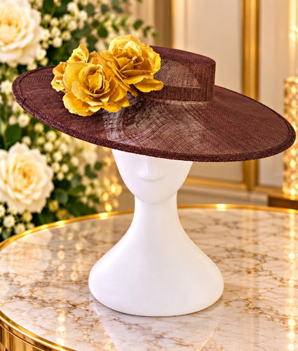 Women wide brim - wide, brown/gold
