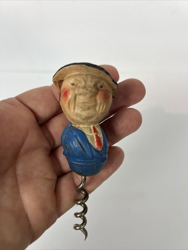 Vintage carved wood guy - carved,