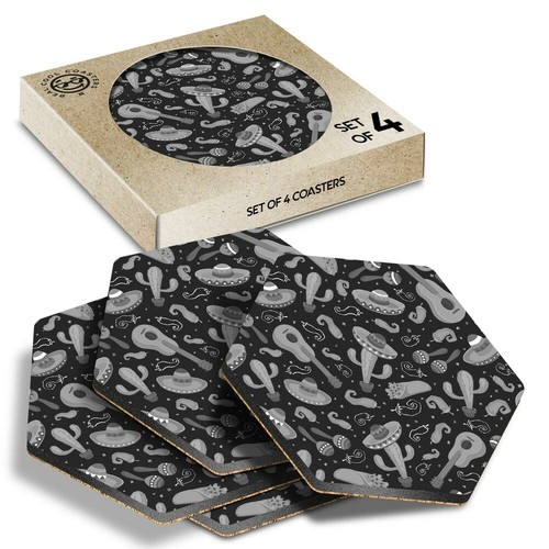 Hexagon coasters bw - coasters,