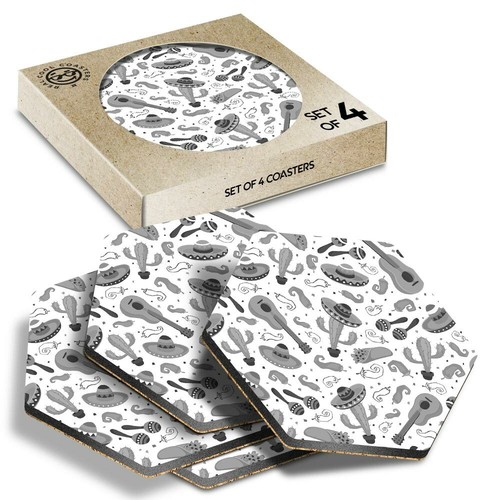Hexagon coasters bw - 4,