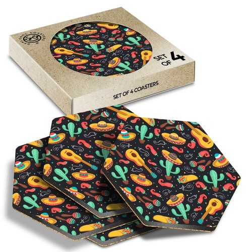 Hexagon coasters mexican - x,