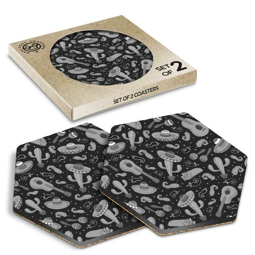 Hexagon coasters bw - hexagon,