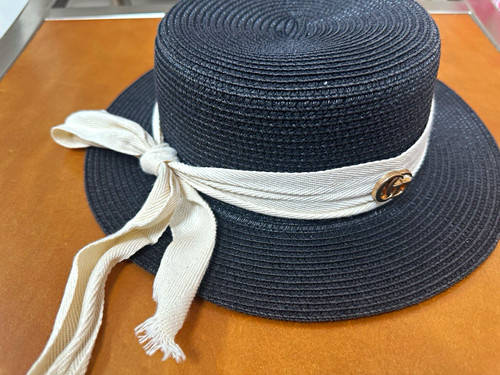 Women black straw boater - women’s,
