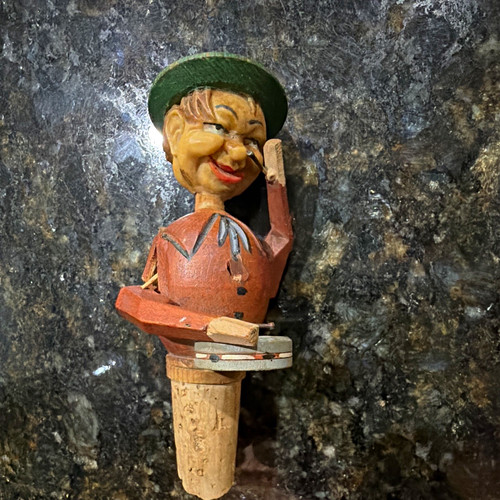 Vintage wood figurine bottle - vintage,