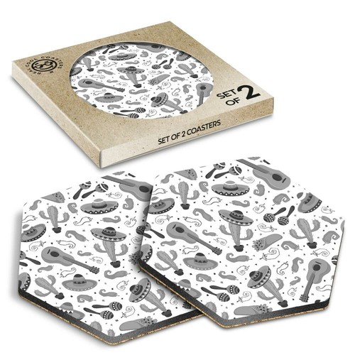 Hexagon coasters bw - x,