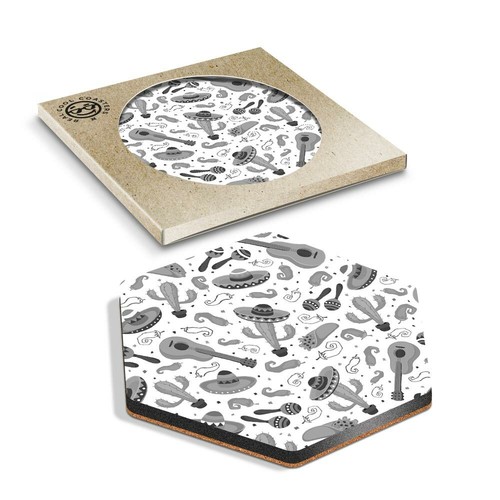 Hexagon coaster bw - 1,