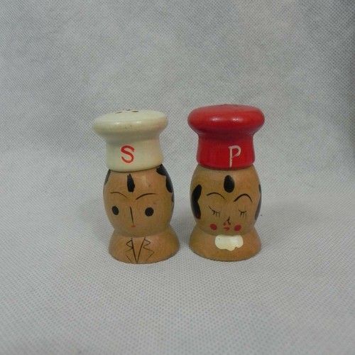 Vtg wood man woman - wood, &