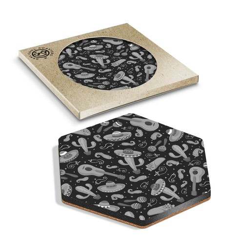 Hexagon coaster bw - coaster,