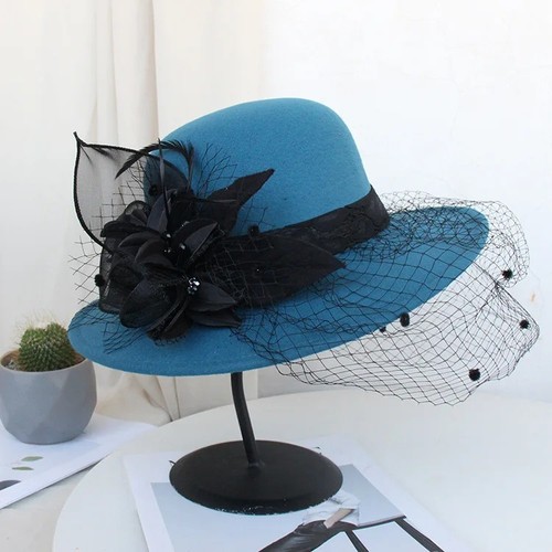 Women flower bowler fedora - women, hat