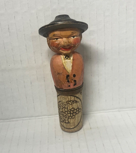 Vintage hand carved - wood, wine